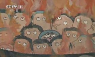 Illustration for article titled Iconic Anime Character Painted on Buddhist Temple